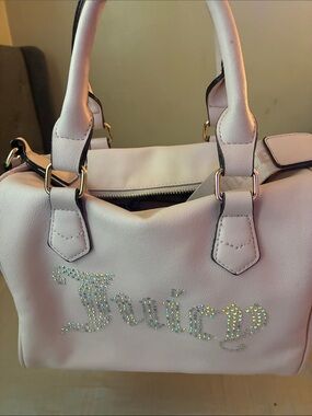 Juicy Couture Light Pink Rhinestone Logo Satchel